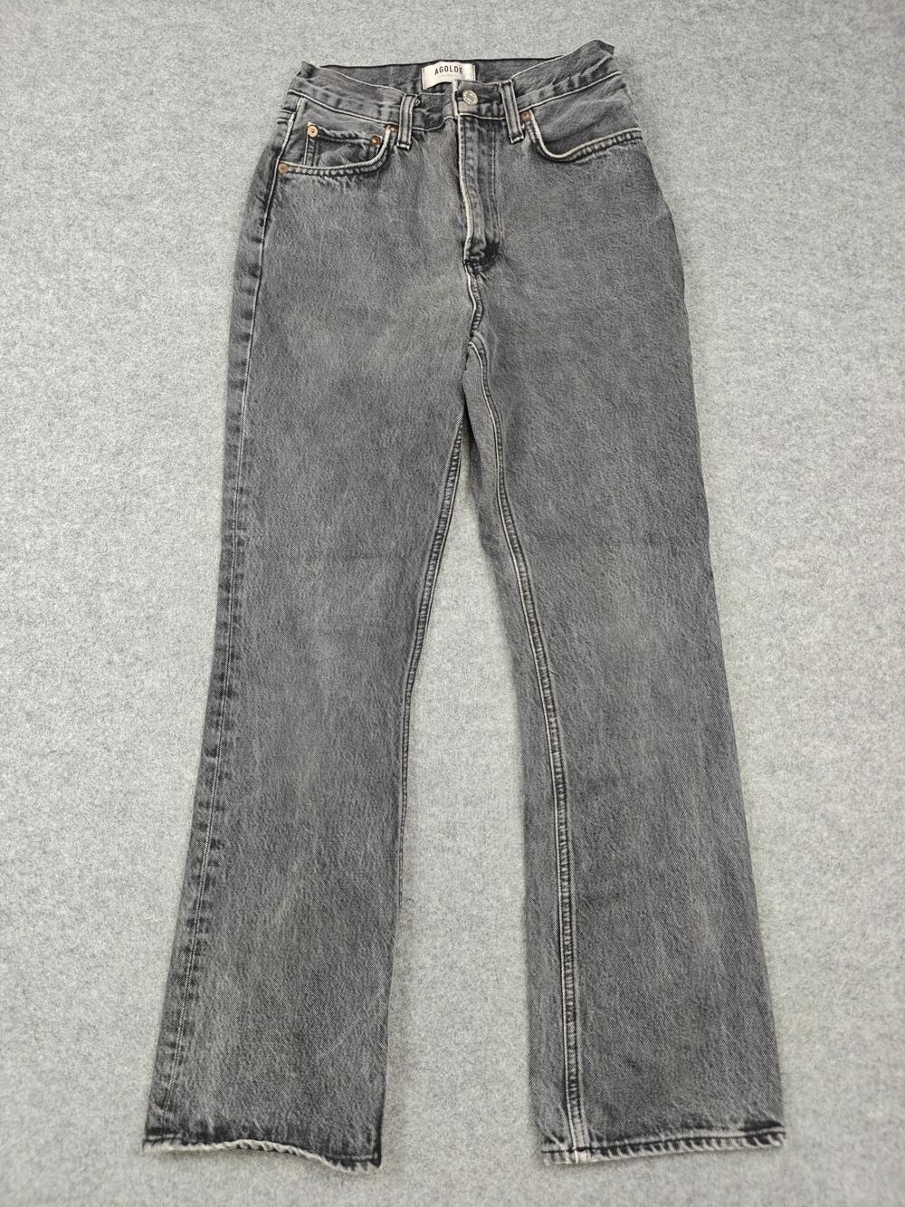 AGOLDE Pants Womens 25 Gray Denim Cropped Straight Leg High Rise Organic Cotton